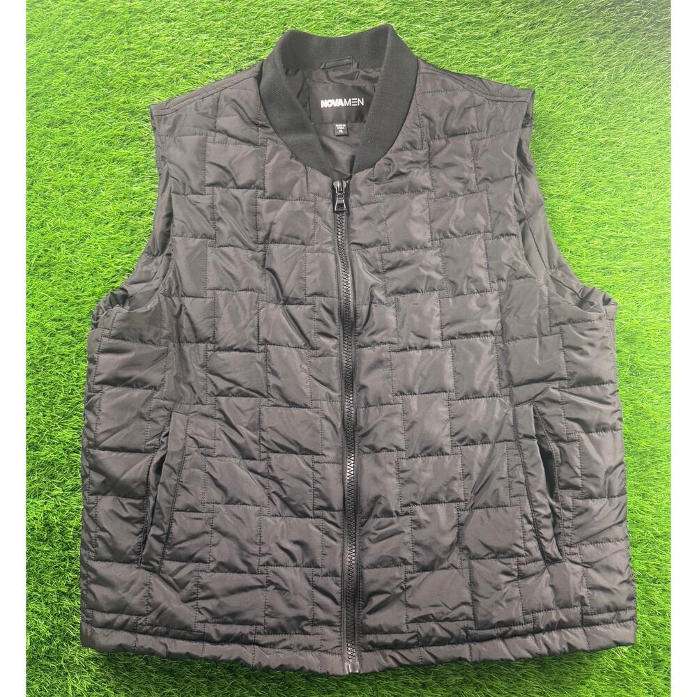 NOVA MEN Quilted Puffer Vest XL Black Zip Front Lightweight Casual Streetwear